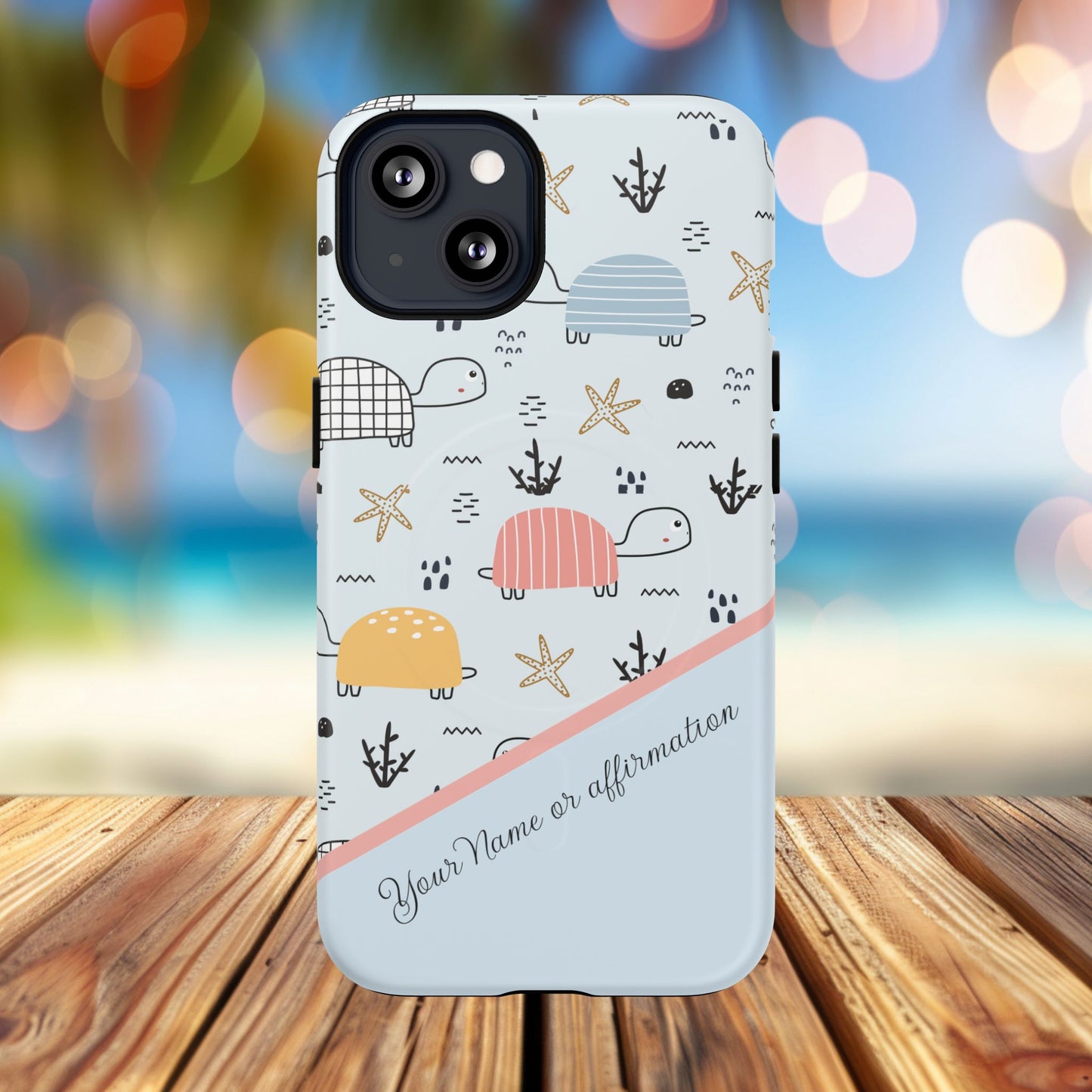 Personalized Cute Turtle Tough Magnetic MagSafe® Cell Cover, Ocean Theme Case, Sea Life Gift for Beach Lovers, iPhone® 13, 14, iPhone 15, iPhone 16, iPhone 17, Pro, Pro Max, Plus Cases.