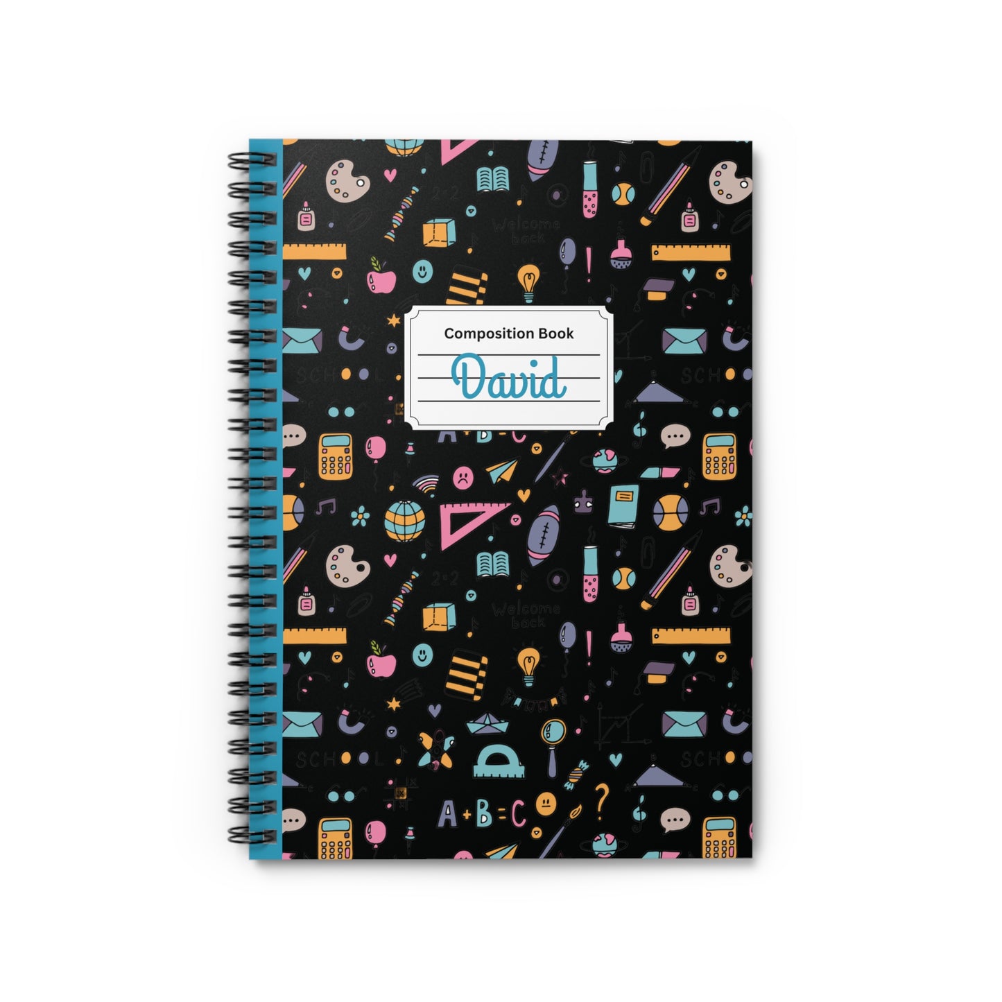 Personalized Chalkboard Chic Composition Book Inspired Playful Spiral Notebook - Perfect for School, Journaling, Kids, Teachers, Back to School Gifts