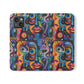 Psychedelic Visions Vibrant Art Flip iPhone and Samsung Phone Case - Colorful Faces Design for Phone Protection