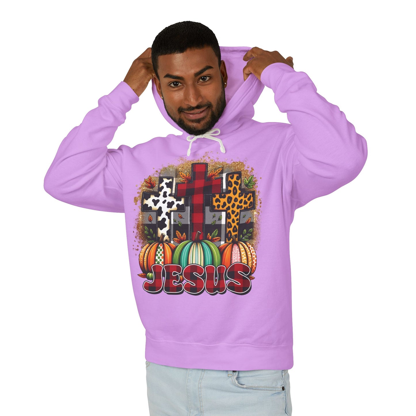 Faithful Harvest Cross Unisex Lightweight Hooded Sweatshirt