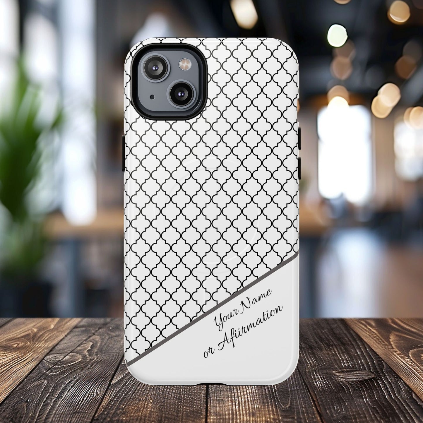 Personalized Casablanca Charm Tough MagSafe Magnetic Case, Modern Design, Gift for Him/Her, Holiday Gift, Monochrome iPhone Case