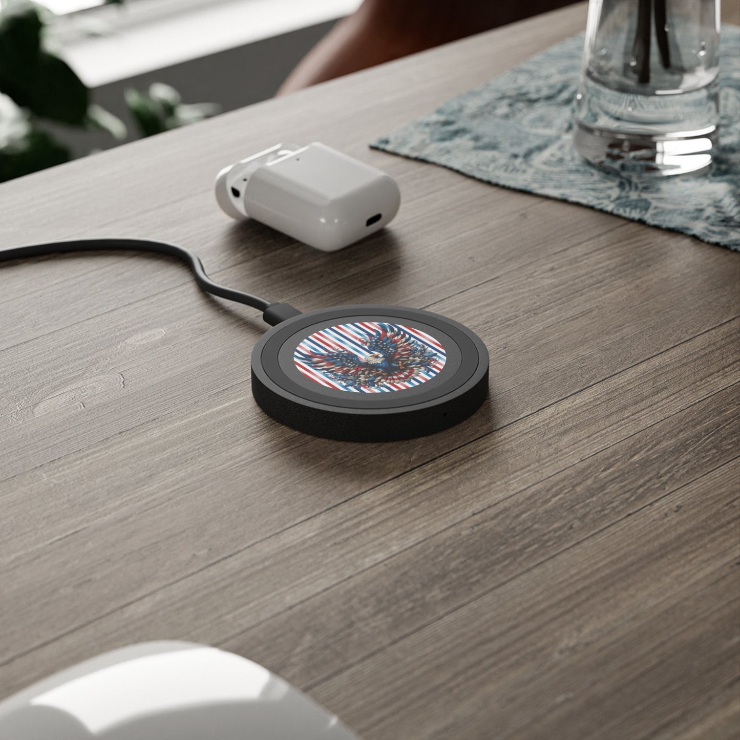 Patriotic Pride Wireless Charging Pad with Stripes