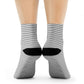 Monochrome Lines Crew Socks - Soft & Elastic Polyester/Spandex Blend - One Size Fits All