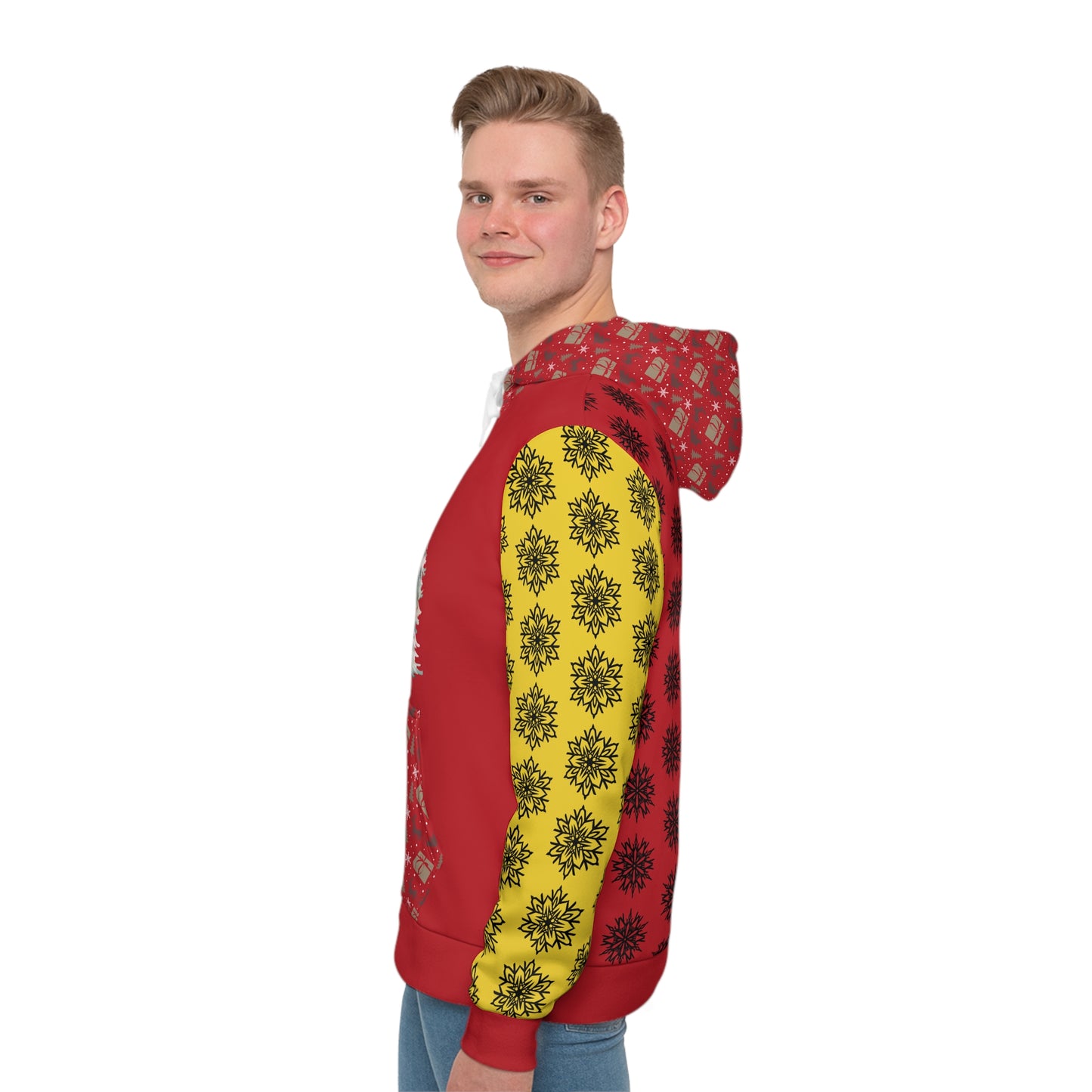 That Ugly Christmas Men's Hoodie with All-Over Print Design - Silky Smooth Polyester Fabric