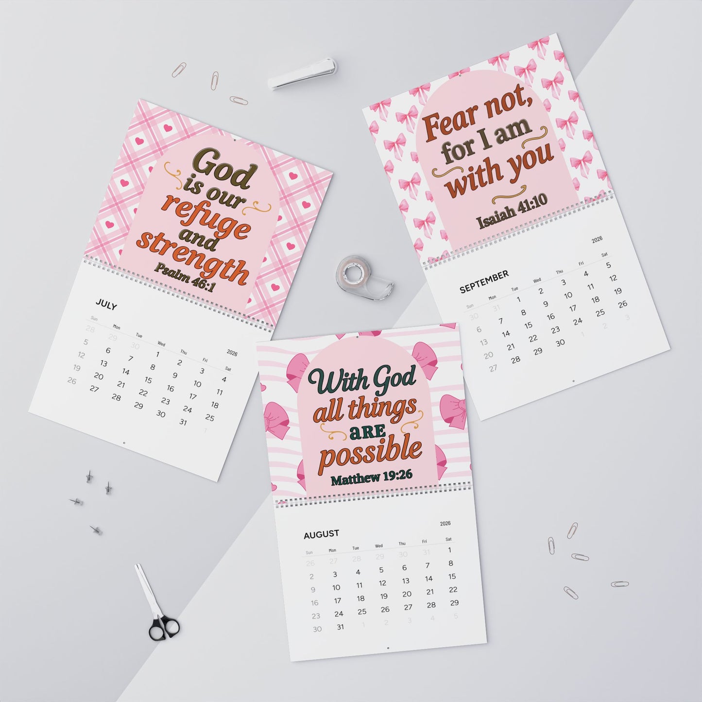 Inspirational Scripture Wall Calendar 2026 — Christian Bible Verse Monthly Calendar