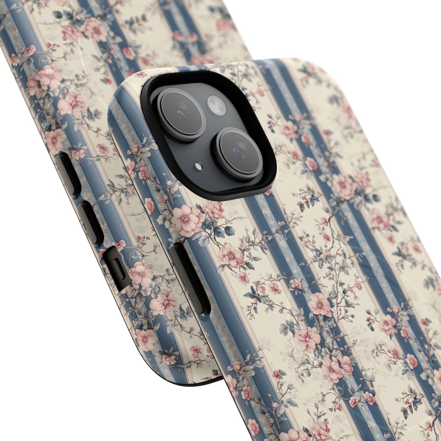 Victorian Rose Stripe iPhone Case, Tough Magnetic Cases for Stylish Protection, Flower Pattern iPhone Cover, Trendy Gift Idea for Her