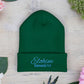 Teal Embroidered 'ELOHIM, GENESIS 1:1' Classic Cuffed Beanie - Cozy Winter Hat, Streetwear Accessory, Personalized Gifts, Religious Apparel, Unisex Beanie
