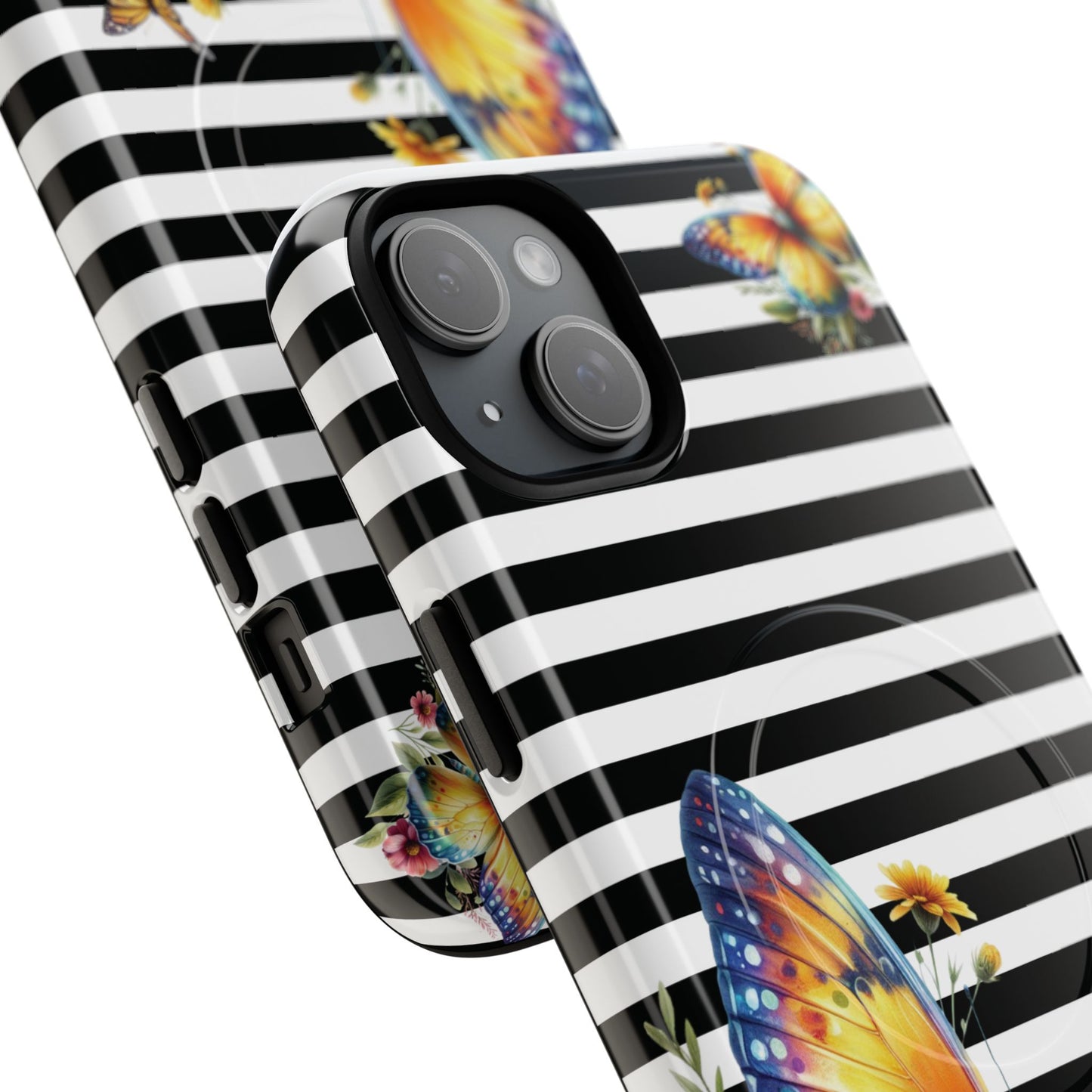 Botanic Flight Tough iPhone Magnetic Cases, Floral iPhone Cover, Stylish Tech Accessory, Gift for Nature Lovers, Butterfly Design, Unique Phone Protector