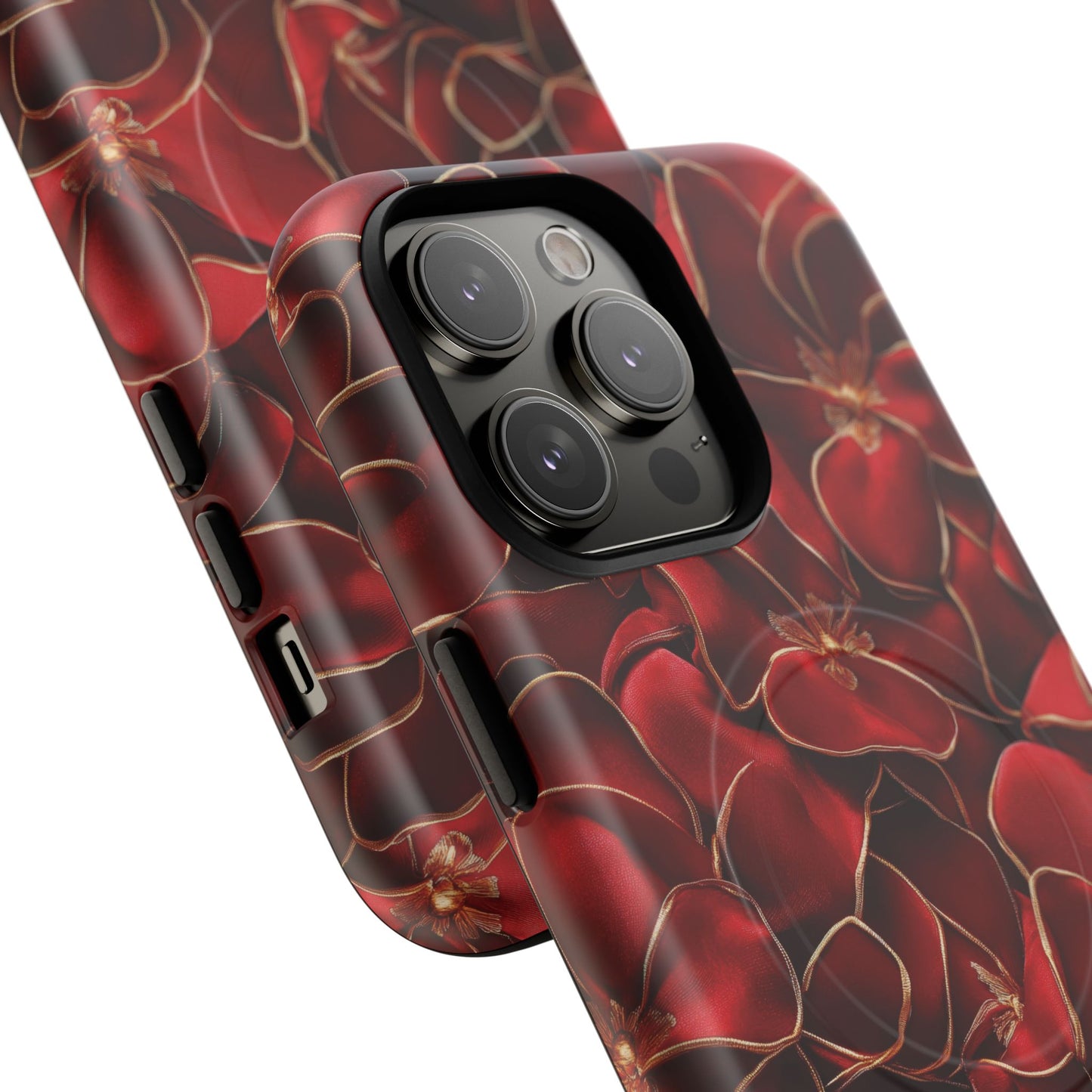 Crimson Bloom Tough iPhone Magnetic Case, Protective iPhone Case, Stylish iPhone Cover, Gift for Her, Mother's and Birthday Gifts, Unique Floral Accessories
