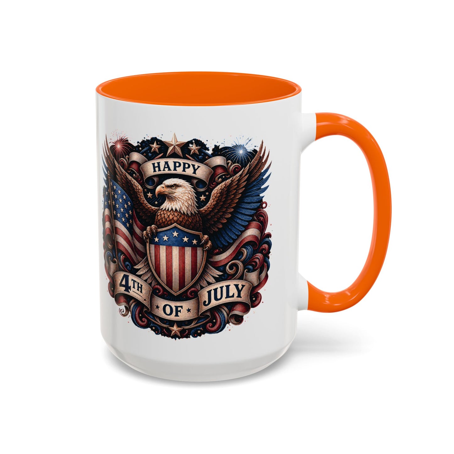 4th of July Eagle Coffee Mug — Patriotic American Flag Accent Mug (11/15oz)