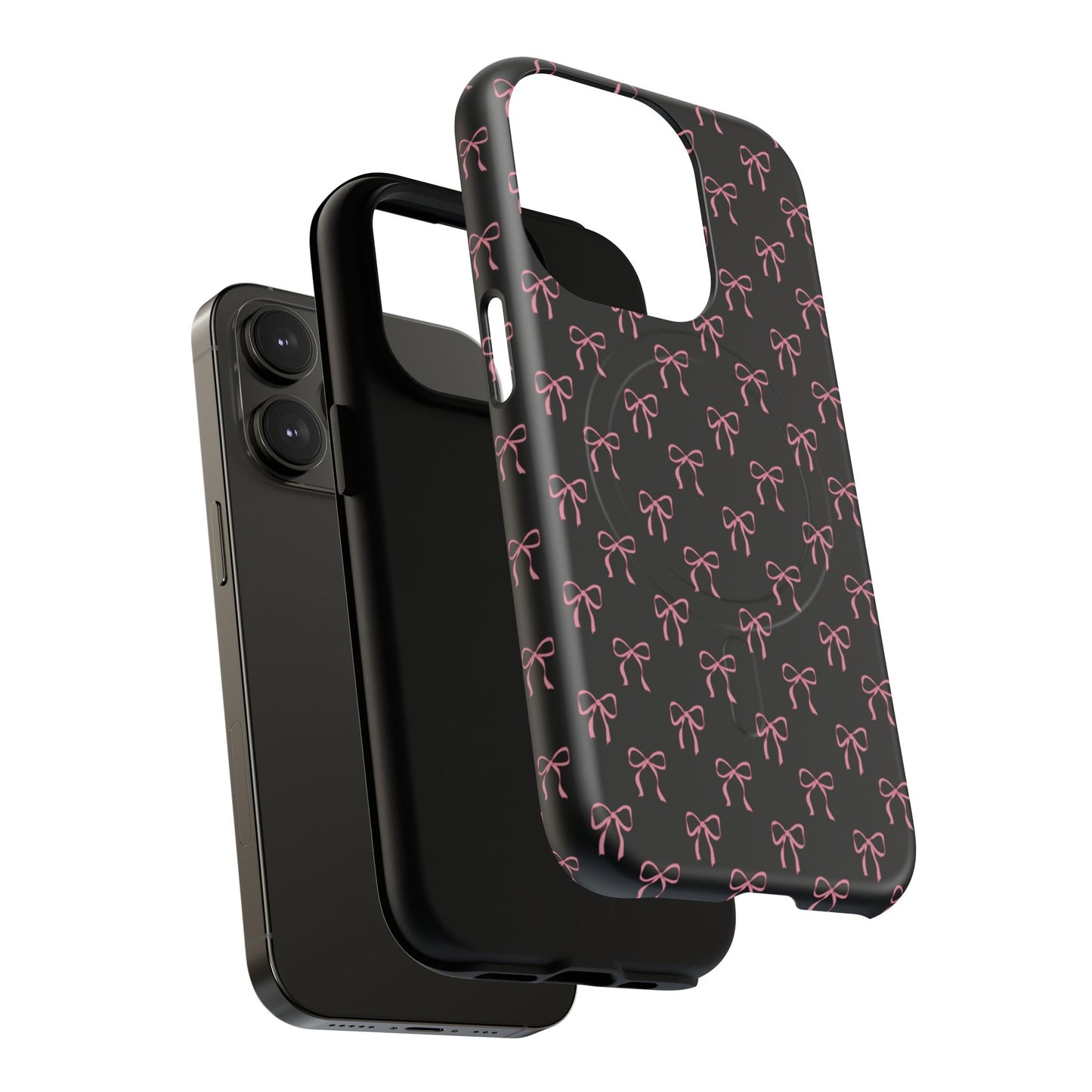 Coquette Chic Bow-Patterned Tough Magnetic iPhone Case, Stylish Gift for Her, Protective iPhone Cover, Trendy Accessory, iPhone Birthday Gift, Fashionable Tech