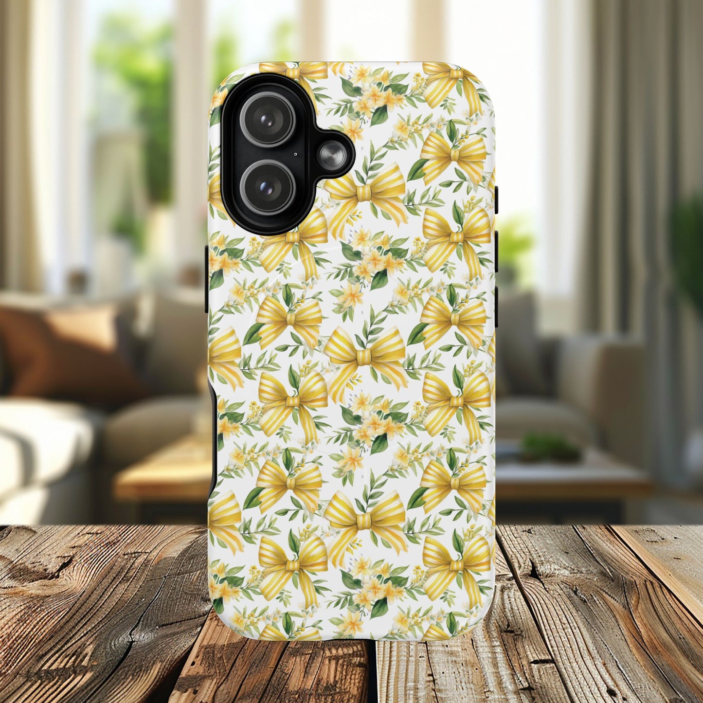 Sunshine Coquette Bows Tough Magnetic iPhone Case, Durable iPhone Cover, Girly Tech Accessory, Nature-Inspired Gift for Her, Spring Decor