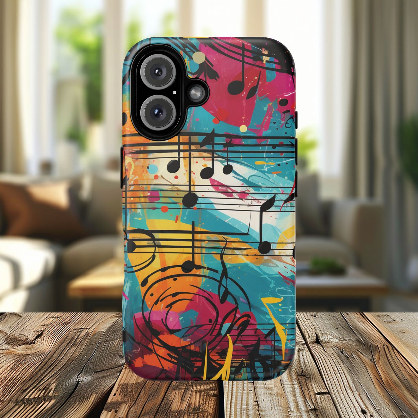 Vibrant Music Note Phone Case, Tough Magnetic Case, Music Lover Gift, Colorful Phone Accessory, Customizable Phone Cover, Unique Gift Idea