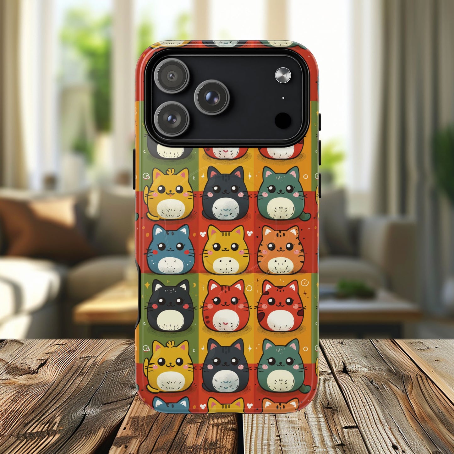 Cute Kawaii Cat iPhone Case, Tough Magnetic iPhone Case, Animal Lover Gift, Kawaii iPhone Cover, Fun Cat Design