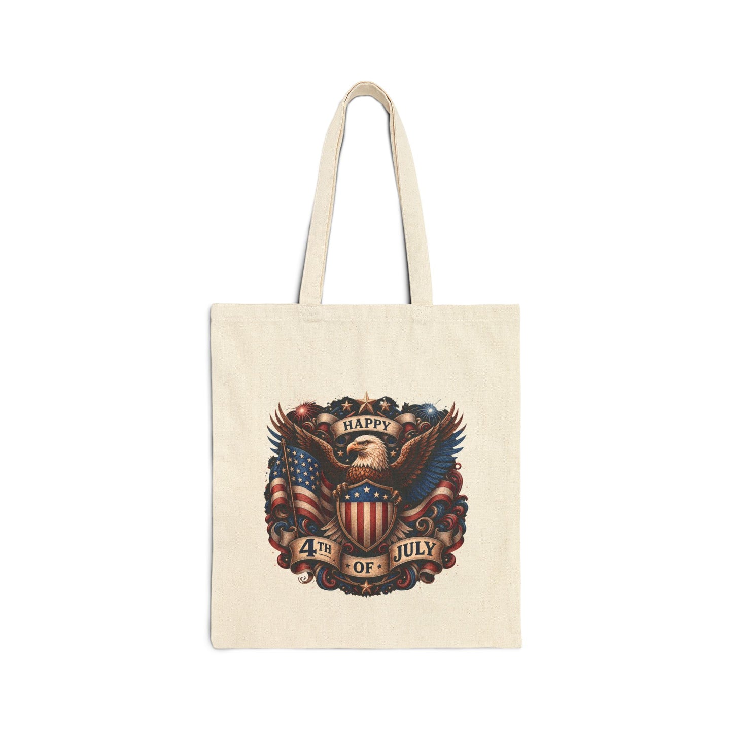 4th of July Patriotic Tote Bag — American Eagle Flag Canvas Grocery Bag