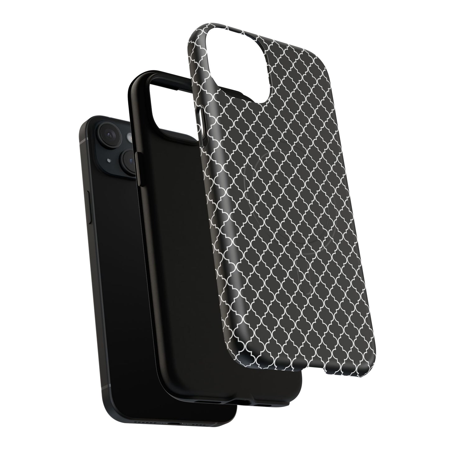 Noir Mosaic Tough iPhone Magnetic Case, Geometric Patterned Case, Durable iPhone Cover, Unique Tech Accessories, Perfect Gift for Him/Her