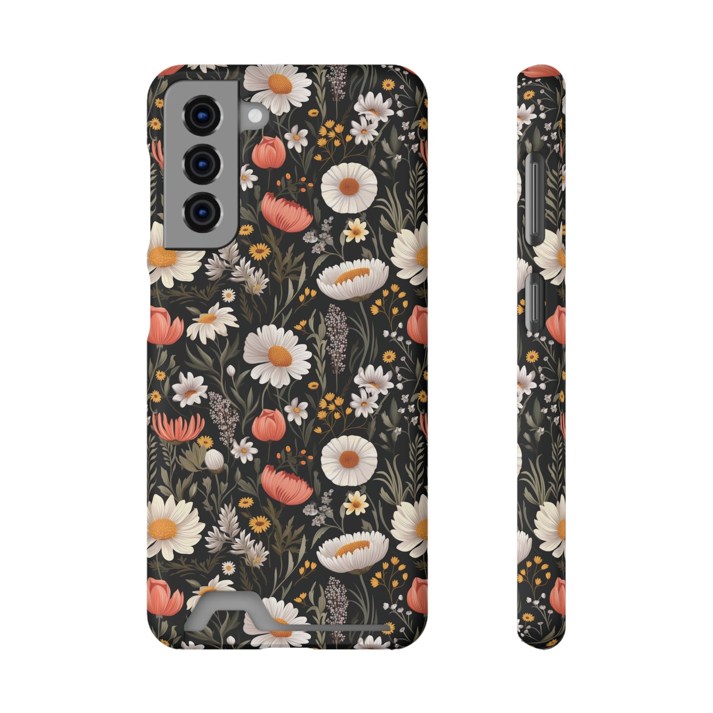 Blossom Elegance: Noir Garden iPhone and Samsung Case With Card Holder