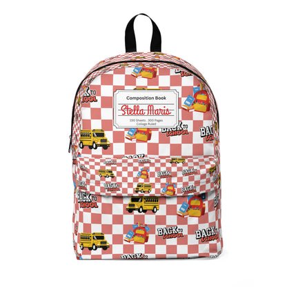 Personalized Red SchoolYard Chic Composition Book Inspired Colorful Kids' Backpack, School Bag, Fun Pattern Backpack, Cute Child's Rucksack, Composition Backpack, Unique School Supplies