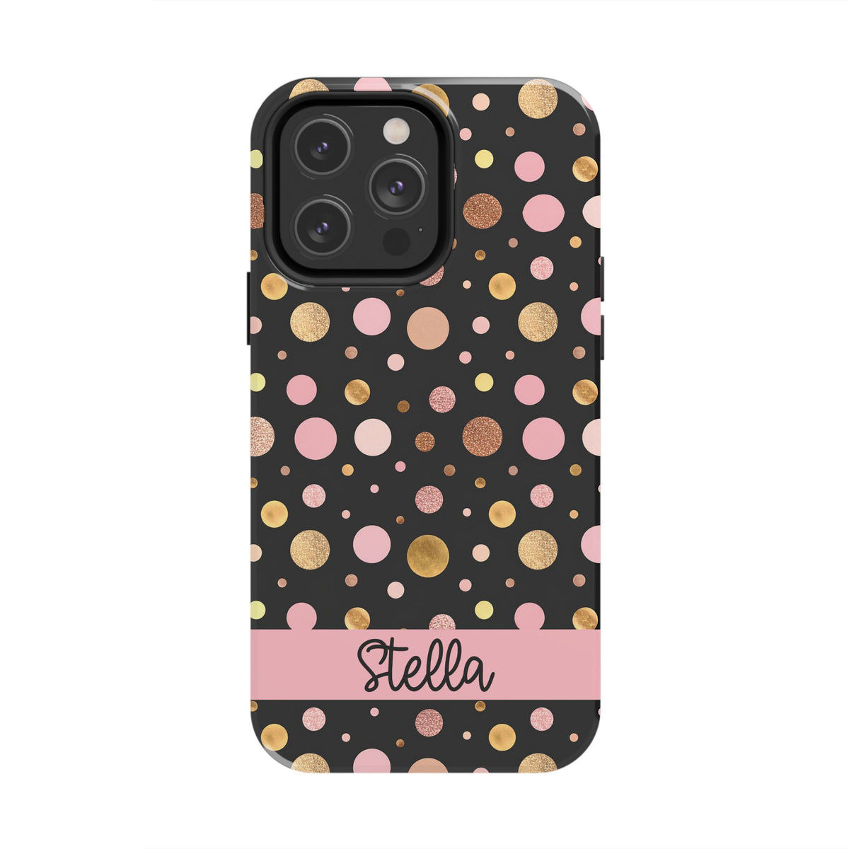 Personalized Gold & Pink Confetti Tough Phone Case — Glitter Dot Protective Phone Cover
