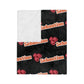 Personalized Name Velveteen Microfiber Blanket — Black Patterned ‘Smile’ Script Cozy Throw