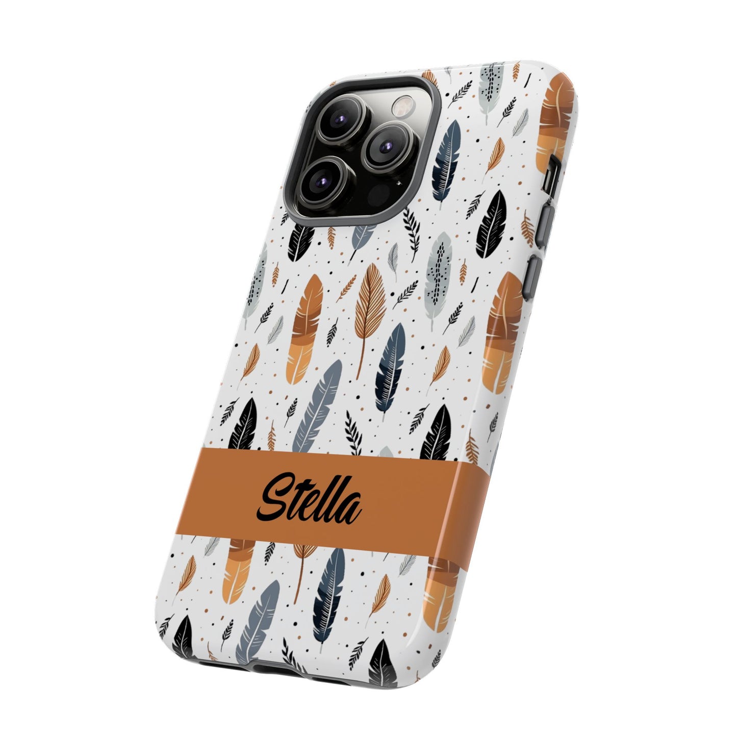 Personalized Whispering Feathers Samsung, Google Pixel and iPhone Case, Custom Name Case.