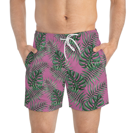 Pink Tropical Bliss Swim Trunks (AOP)