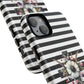 Faith in Bloom Tough iPhone Magnetic Case, iPhone Accessories, Floral iPhone Cover, Durable Cases for Gifts, Black and White Stripes