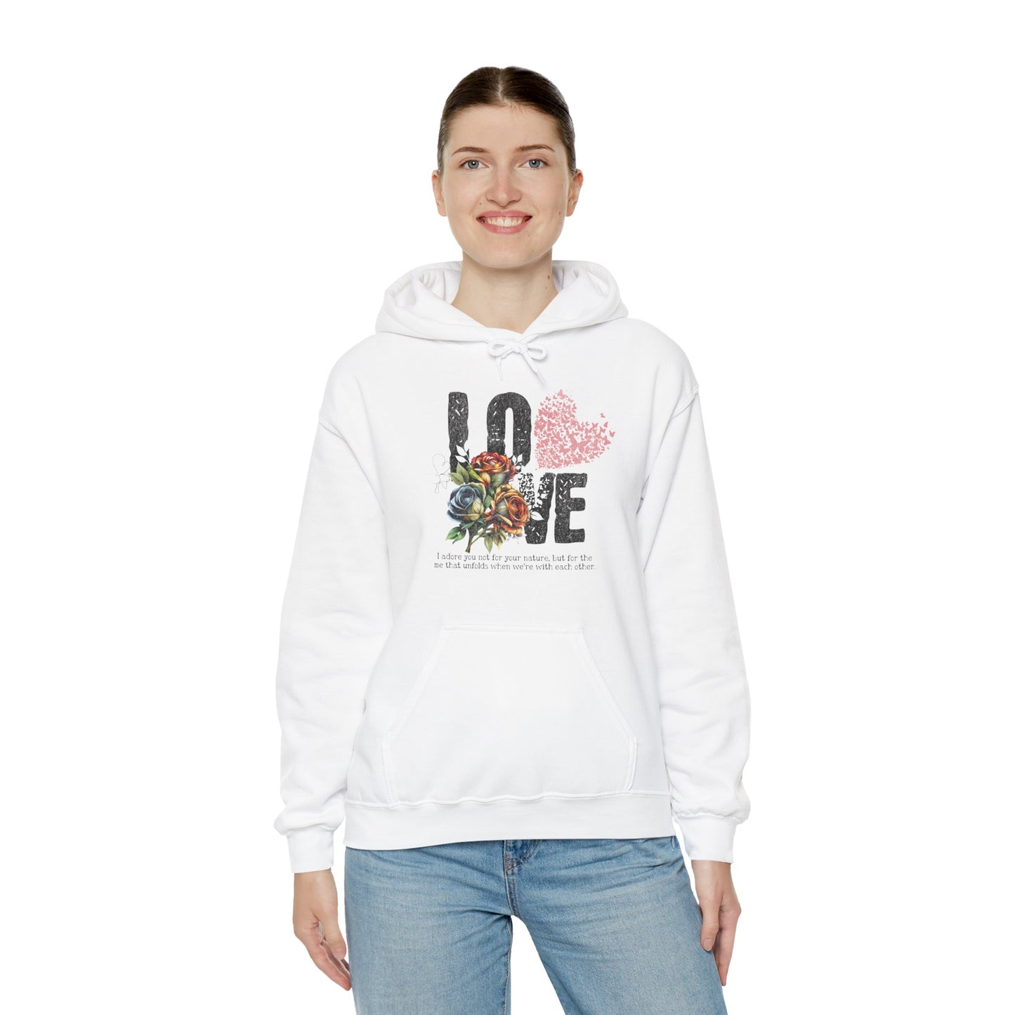 Love Floral Sweatshirt - Unisex Heavy Blend™ Hooded Pullover for Comfort and Style