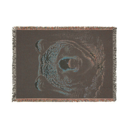A Bear Illustration Tapestry Woven Blanket