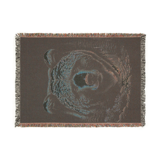 A Bear Illustration Tapestry Woven Blanket