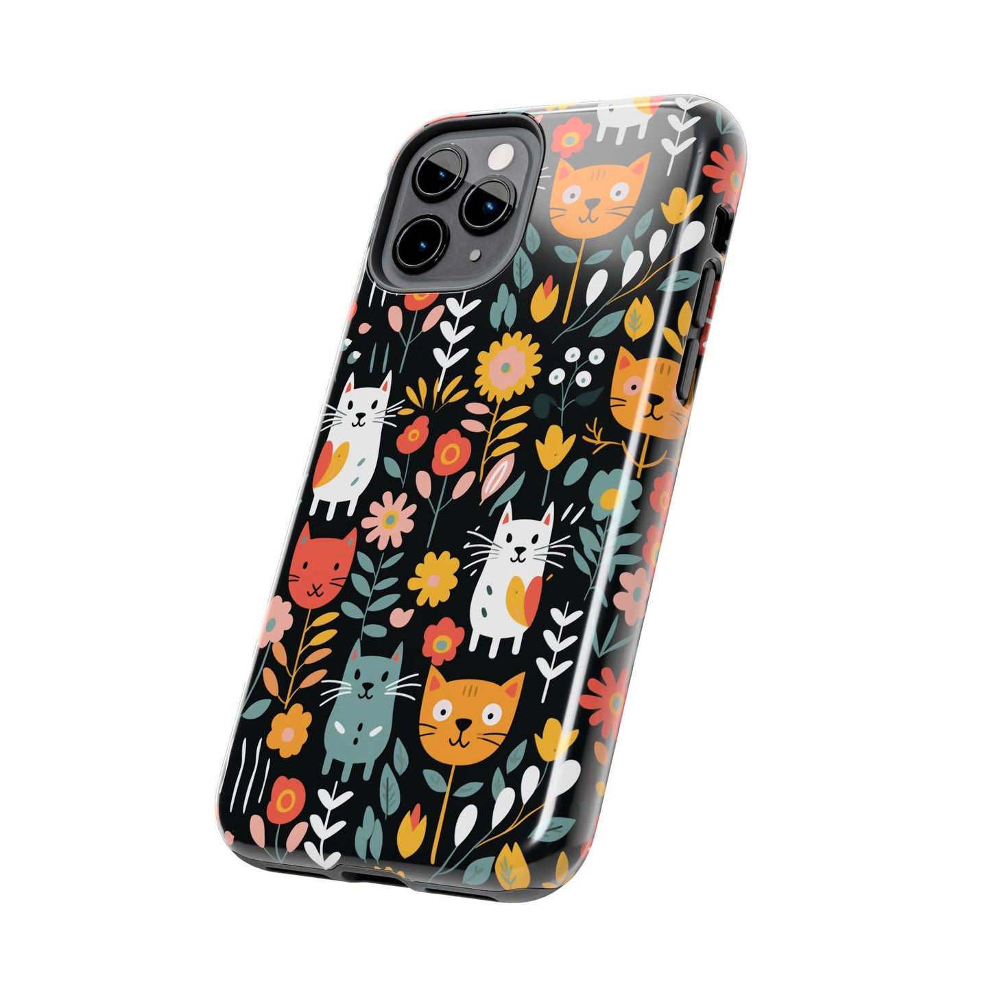 Whimsical Feline Garden iPhone and Samsung Tough Phone Cases,