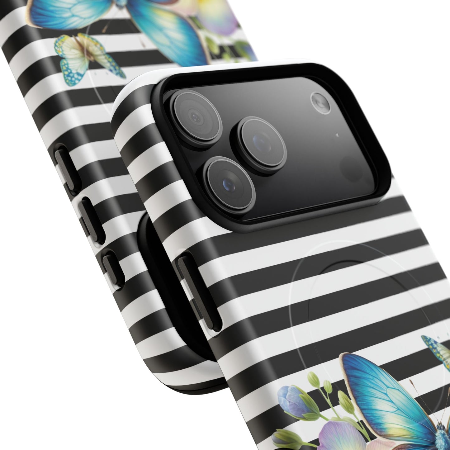 Pansy Parade Tough iPhone Magnetic Cases, Floral Tough Case, Striped iPhone Magnetic Cover, Phone Accessory, Gift for Nature Lovers