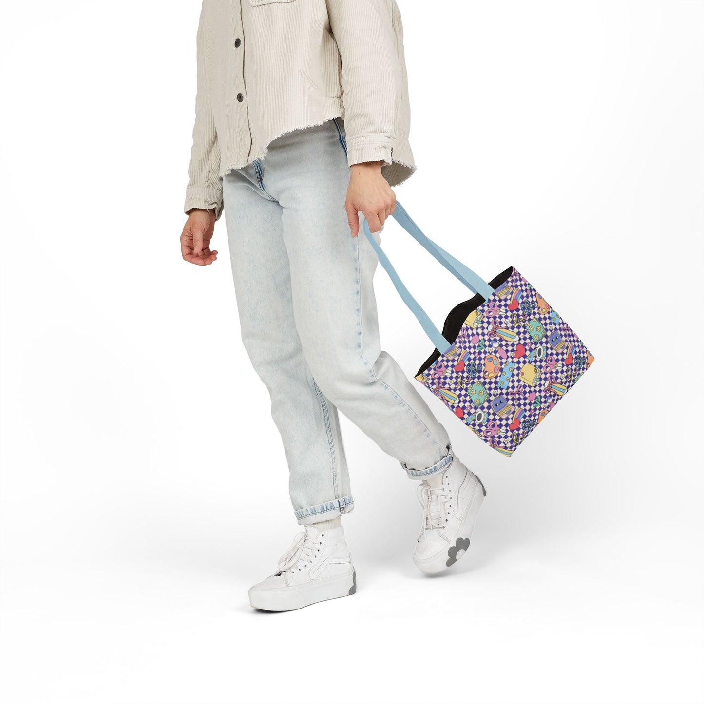 Personalized Purple Doodle Daydream Composition Book Inspired Canvas Tote Bag with Colorful Straps, Cute School Bag, Eco-Friendly Tote, Back to School Shopping Bag, Teacher Gift Idea