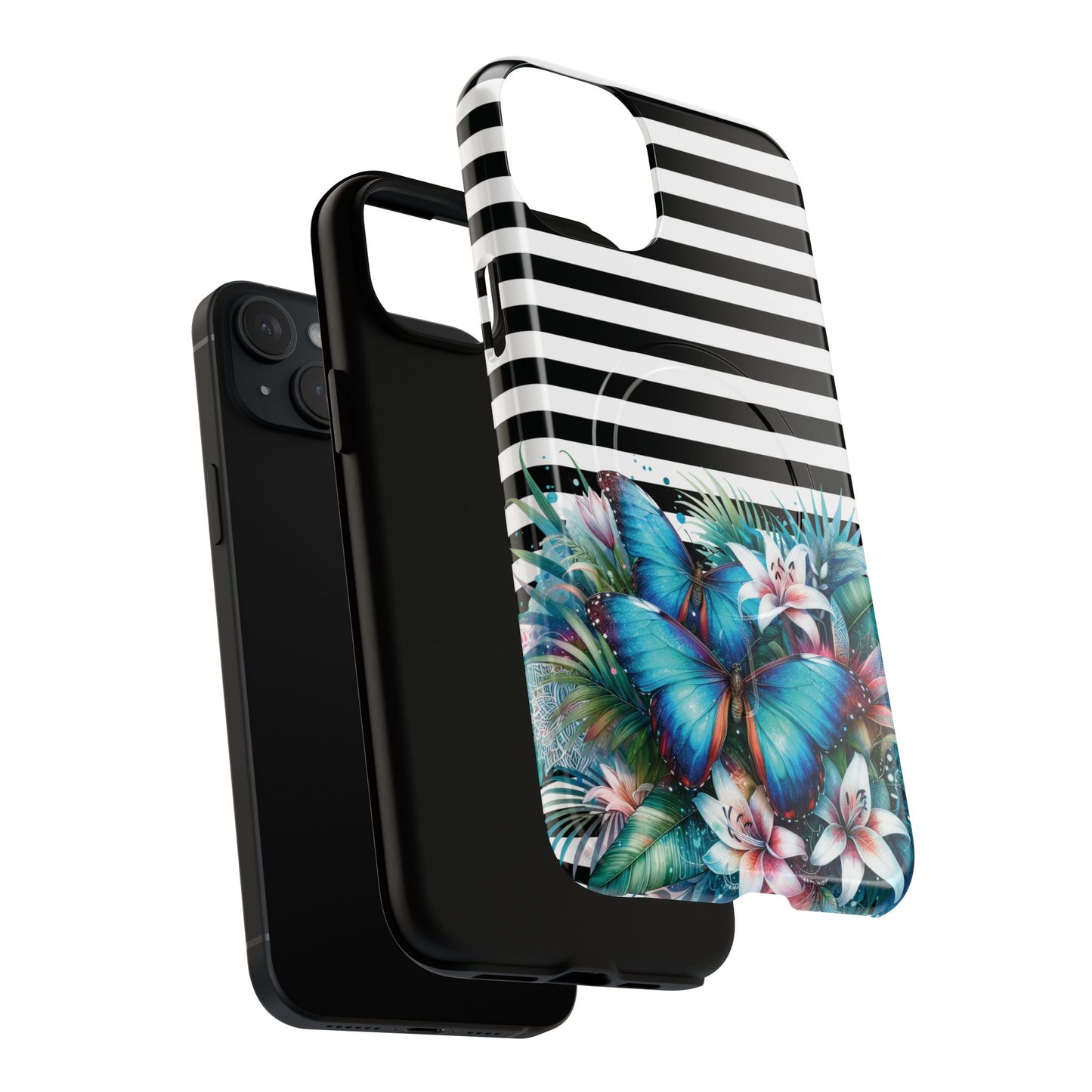 Wings of Wonder Tough iPhone Magnetic Case, Stylish Protection, Durable iPhone Cover, Butterfly Design Gift, Floral Case,Trendy Tech Accessory.