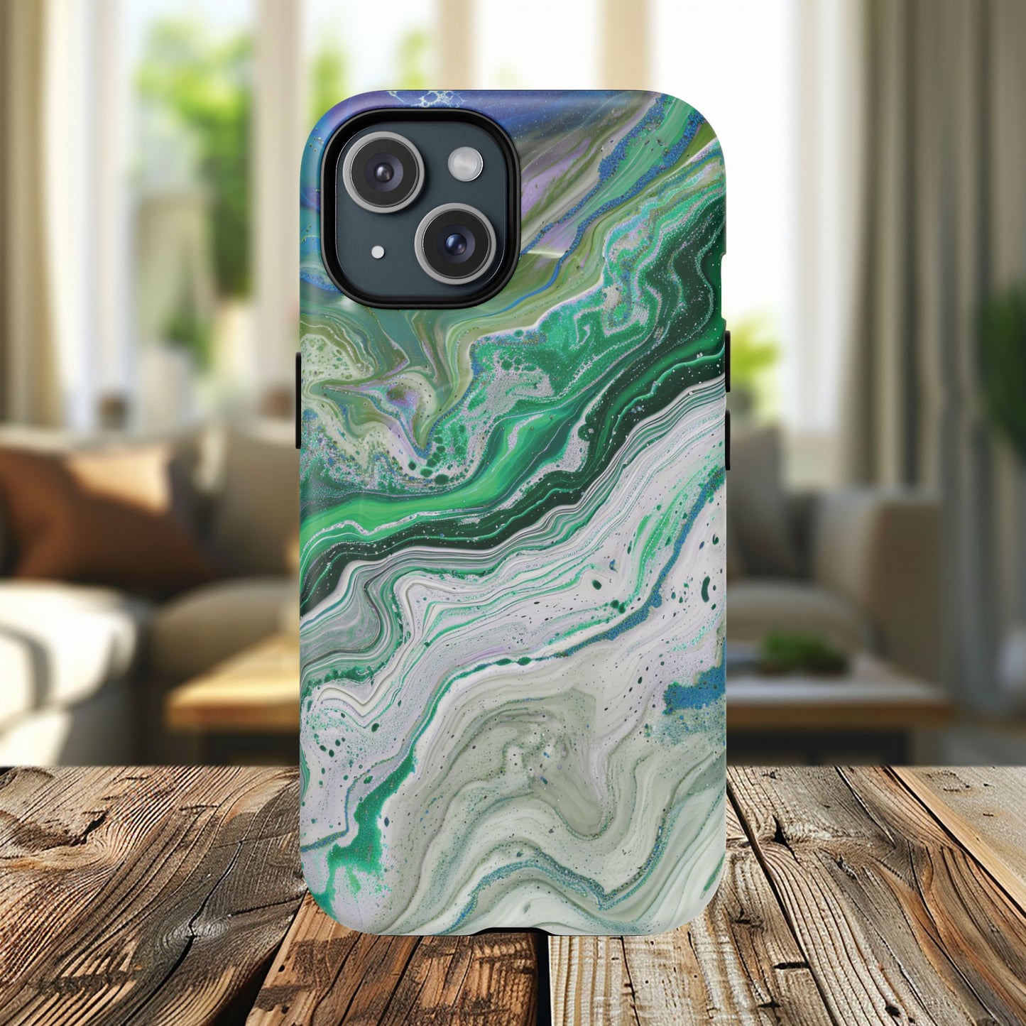 Marbled Tough iPhone Case, Magnetic Protector, Stylish Tech Accessory, Durable iPhone Cover, Unique Gift Idea