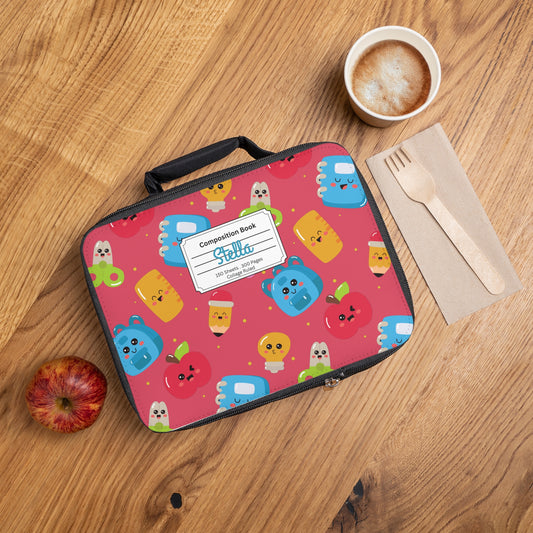 Personalized Kawaii Composition Book Inspired Colorful Kids Lunch Bag for School, Snack Bag, Lunch Tote, Lunchbox, Kids' Bag with Fun Back to School Design