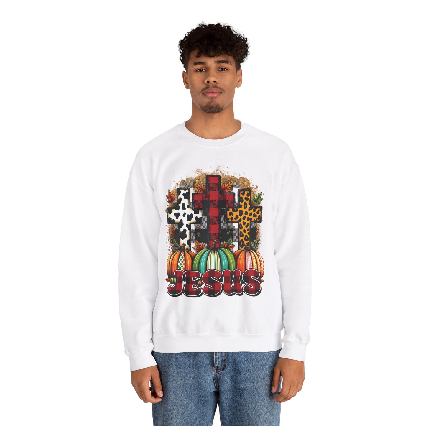 Faithful Harvest Cross Unisex Heavy Blend™ Crewneck Sweatshirt