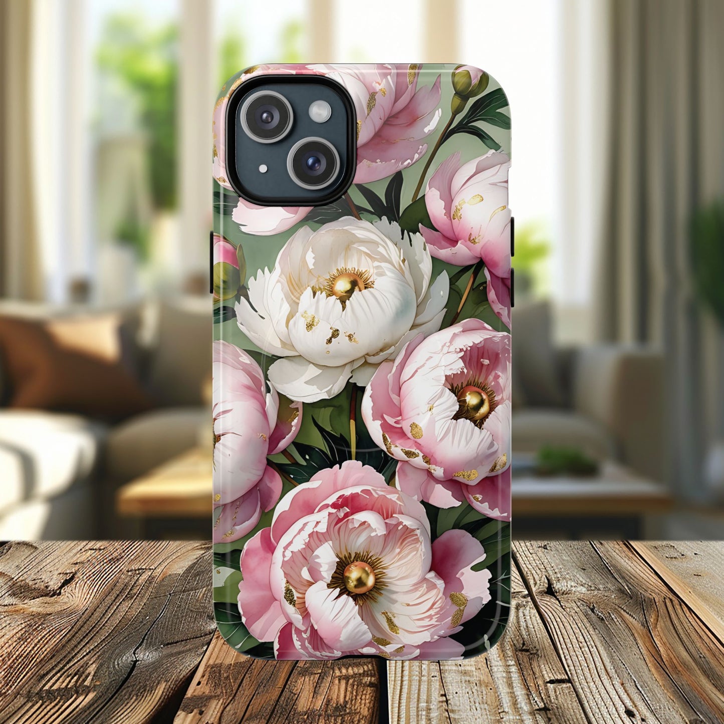 Floral Peonies Tough Magnetic Phone Cases, Durable Floral Phone Cover, Chic Flower Case, Stylish Phone Protector, Gift for Her
