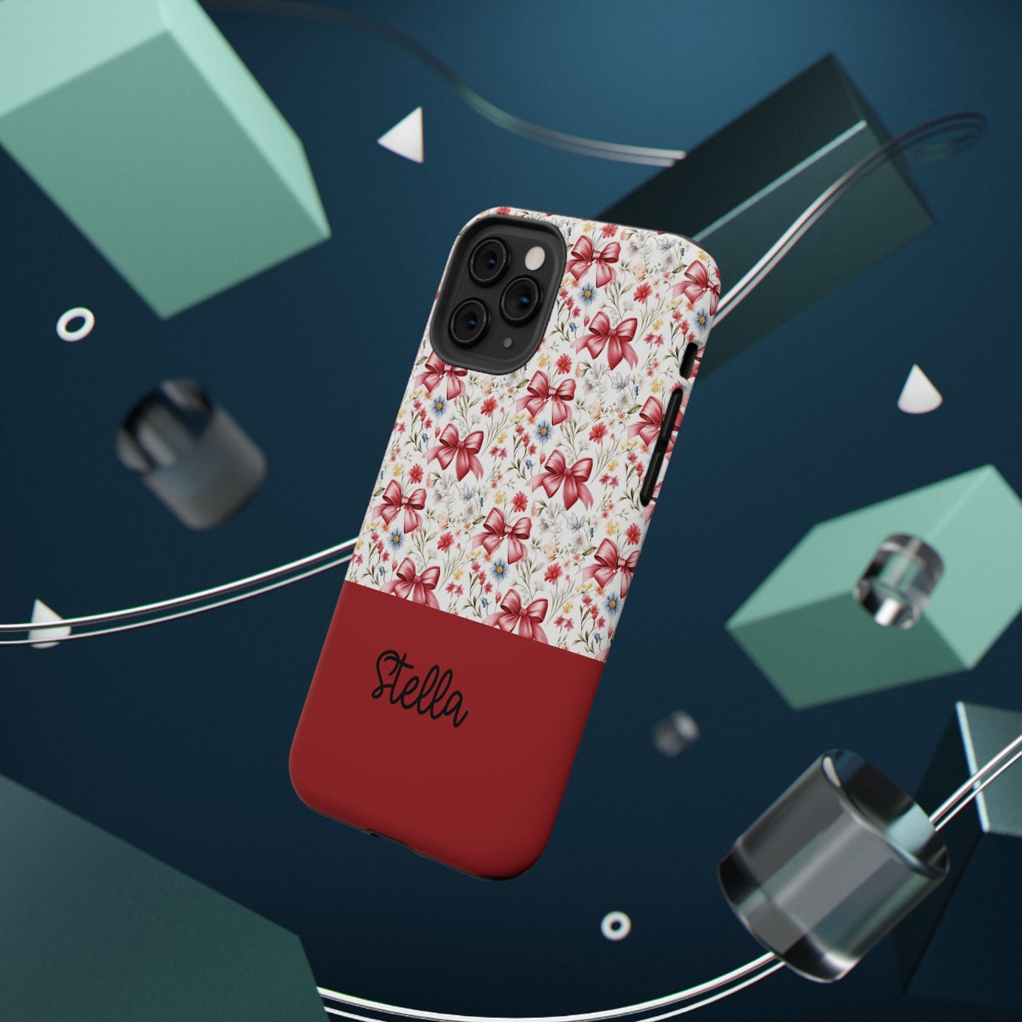 Personalized Rosette Coquette Floral Bow iPhone and Samsung Impact-Resistant Case — Custom Name Case