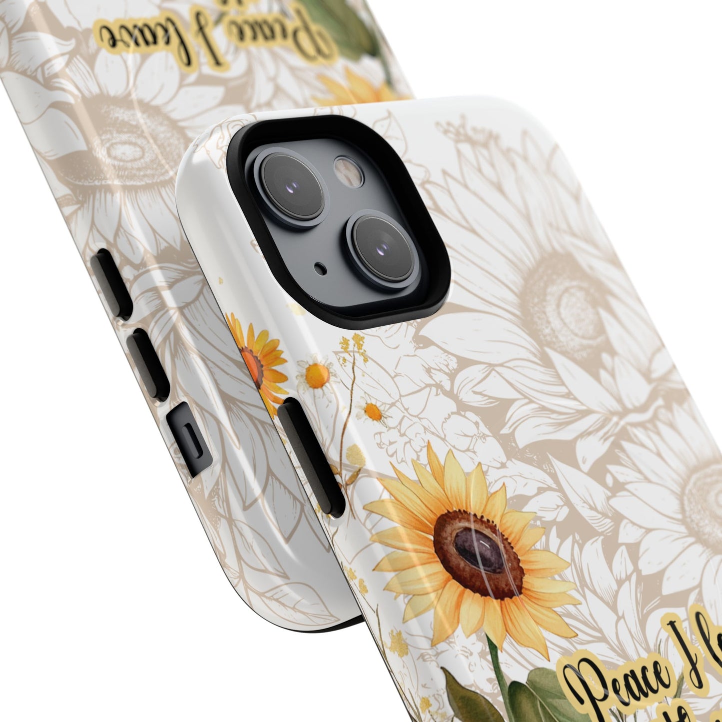 Peace I Leave with You John 14:27,  Inspirational Gift, Tough iPhone Magnetic Case  Scripture, Sunflower Bible Verse, MagSafe® iPhone® Tough Case, iPhone 14, iPhone 15, iPhone 16, Pro, Pro Max, Plus