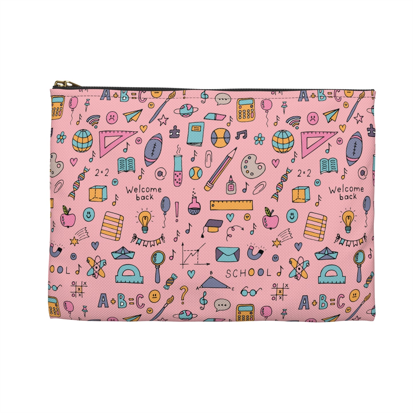 Personalized Pink Chalkboard Chic Composition Book Inspired Accessory Pouch, Kids School Supplies, Classroom Organizer, Teacher Gift, Fun Stationery Case, Back to School