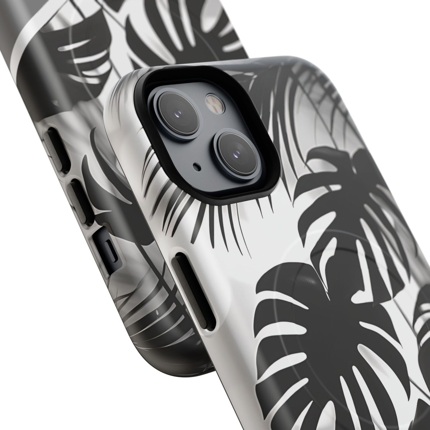 Personalized Monochrome Monstera Tropical Phone Case - Tough Magnetic MagSafe® Cases, Gifts for Nature Lovers, Stylish Phone Accessories, Gifts for Her.