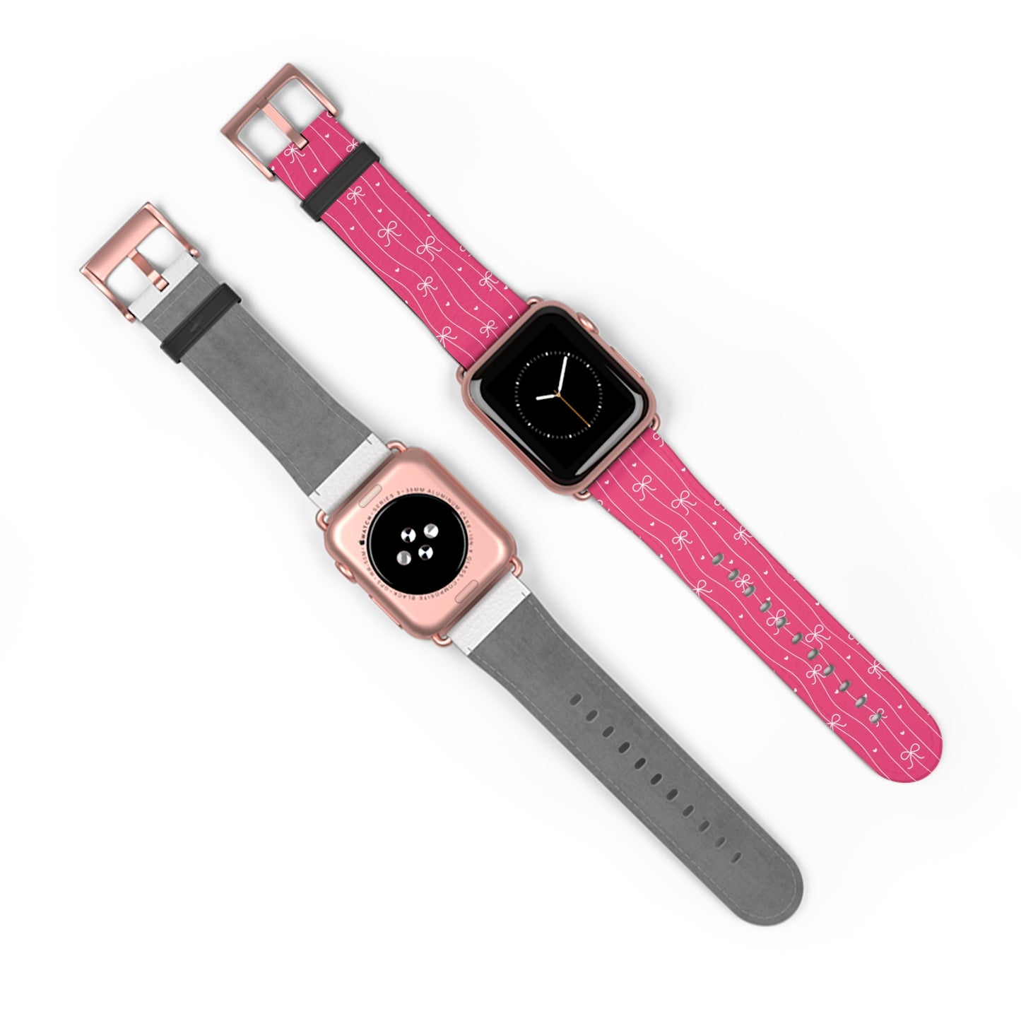 Pink Bow Coquette Watch Band ONLY — Cute Ribbon-Stripes Apple Watch Strap