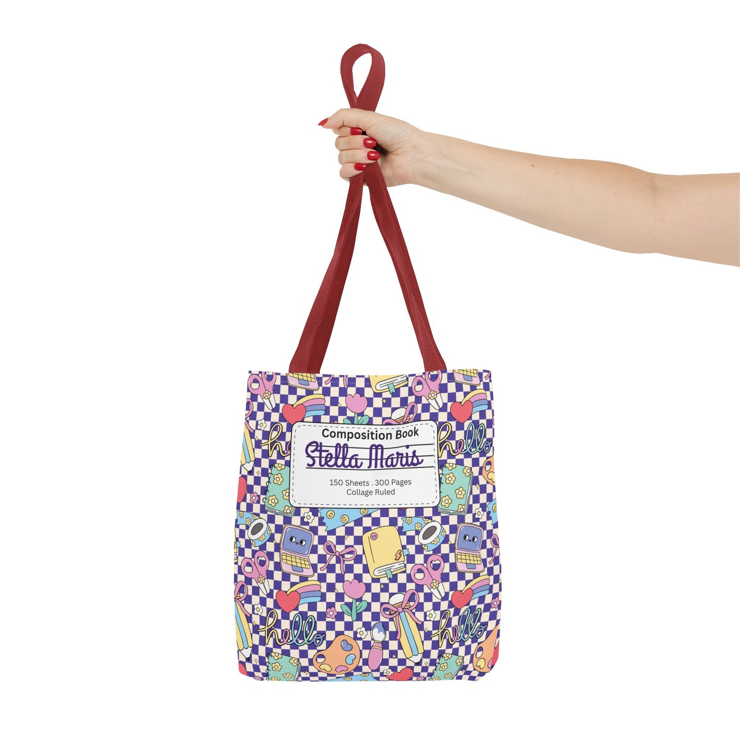 Personalized Purple Doodle Daydream Composition Book Inspired Tote Bag, Back to School Tote, Teacher Gift, Kids Bag, Custom Name Bag, Educational Accessories, Back to School Tote Bag.