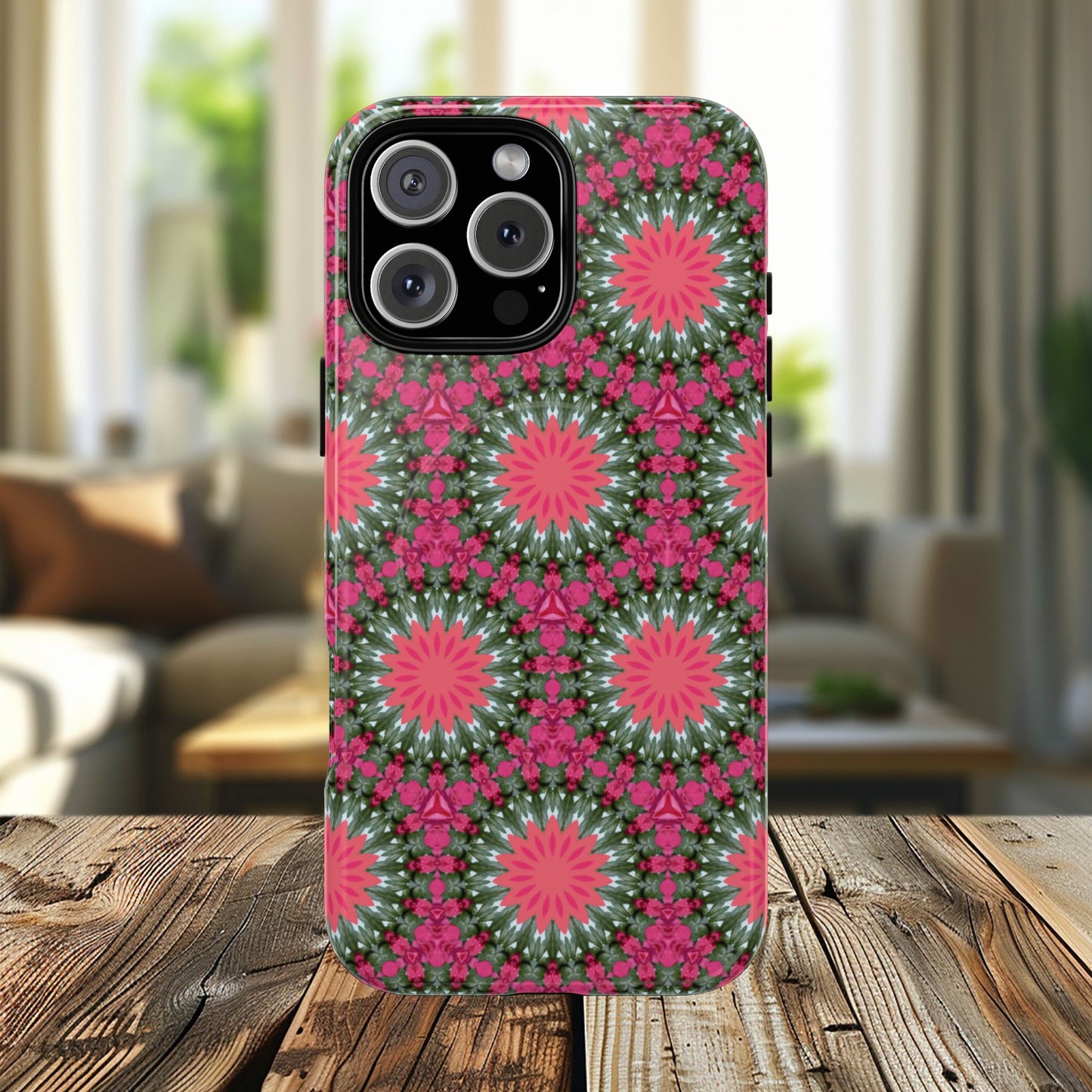 Floral KaleidoBloom iPhone Case, Tough Magnetic Cases, Floral iPhone Cover, Stylish Tech Accessory, Durable Design, Vibrant Gift Idea