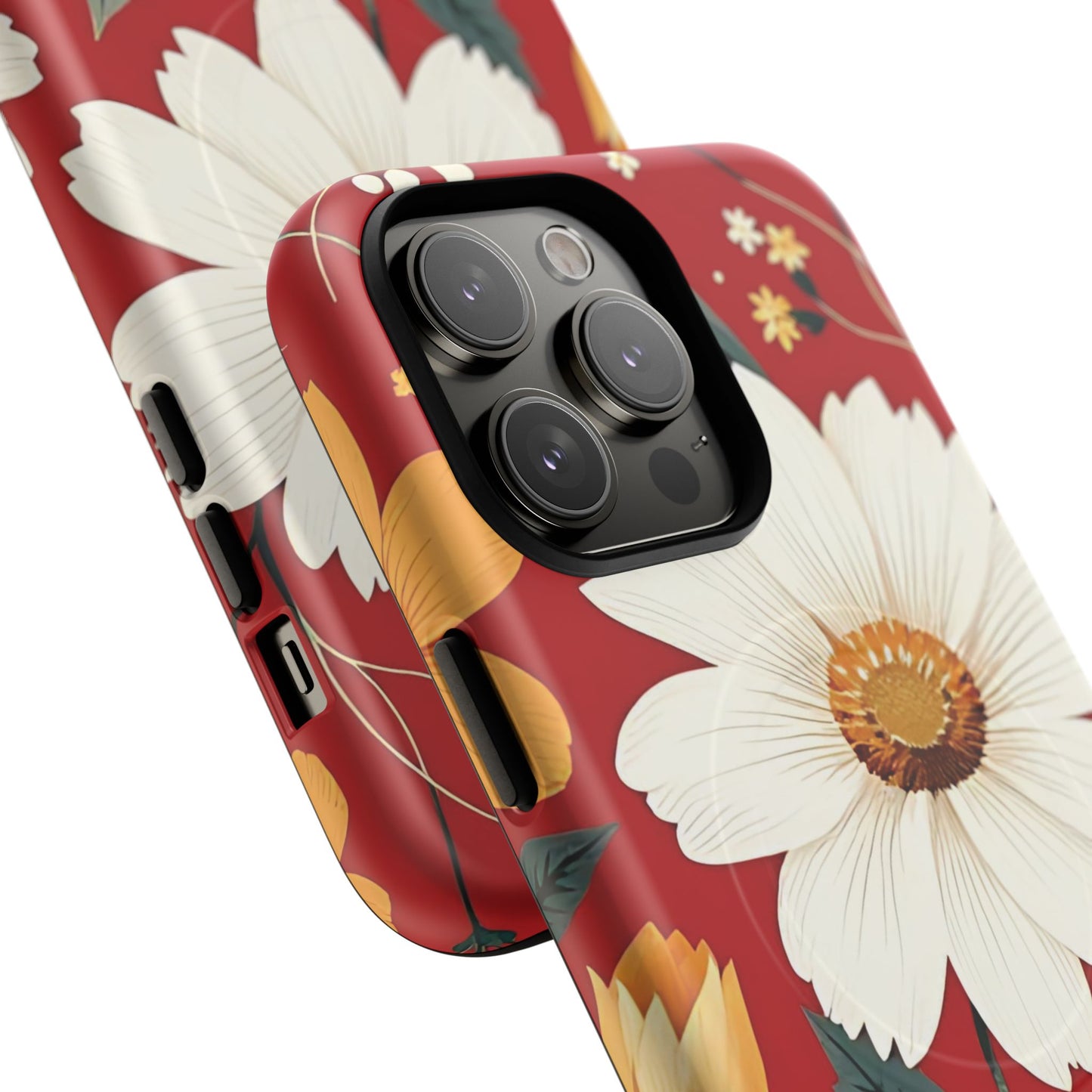 Floral Fusion Tough Magnetic Phone Case | Flower Design, Durable Protective Cover, Gift for Her, Spring Style, Unique Phone Accessory.