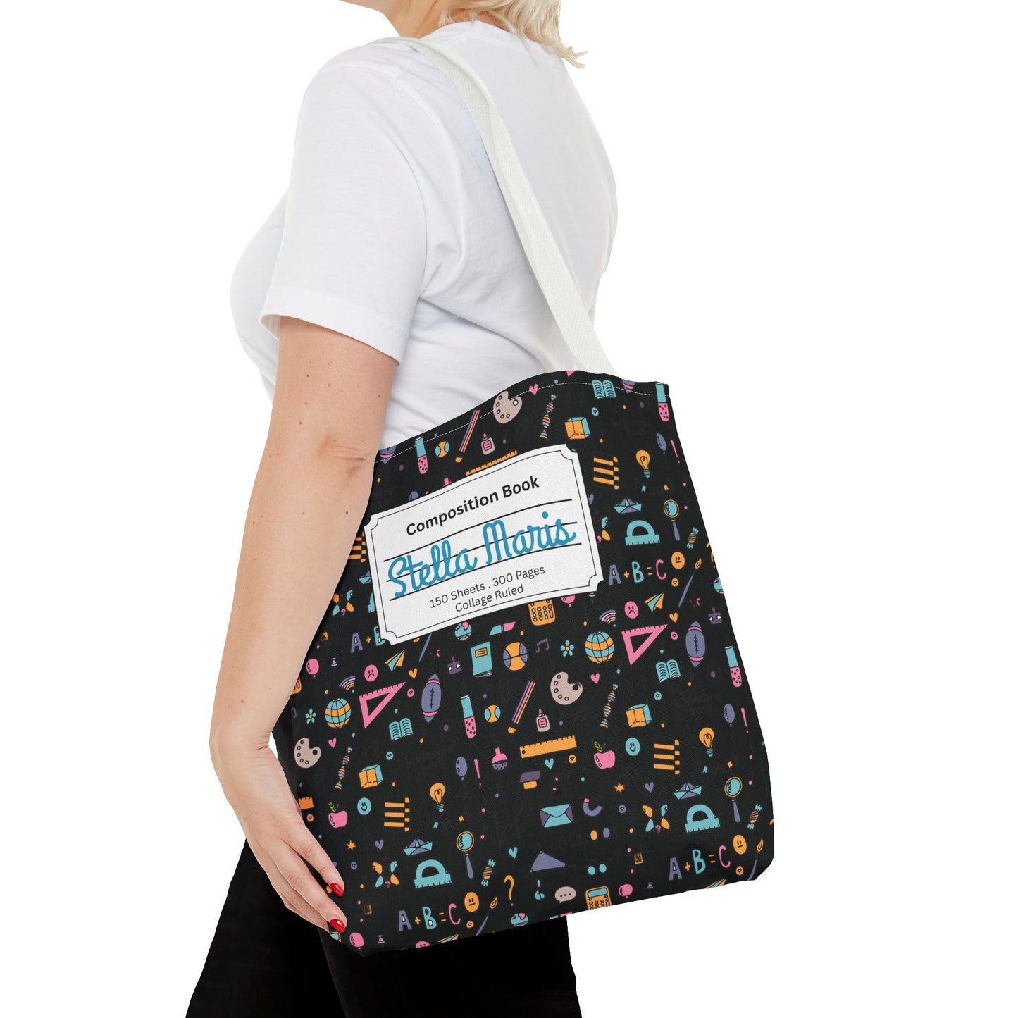 Personalized Chalkboard Chic Composition Book Inspired Tote Bag, Back to School Tote, Teacher Gift, Kids Bag, Custom Name Bag, Educational Accessories, Back to School Tote Bag.