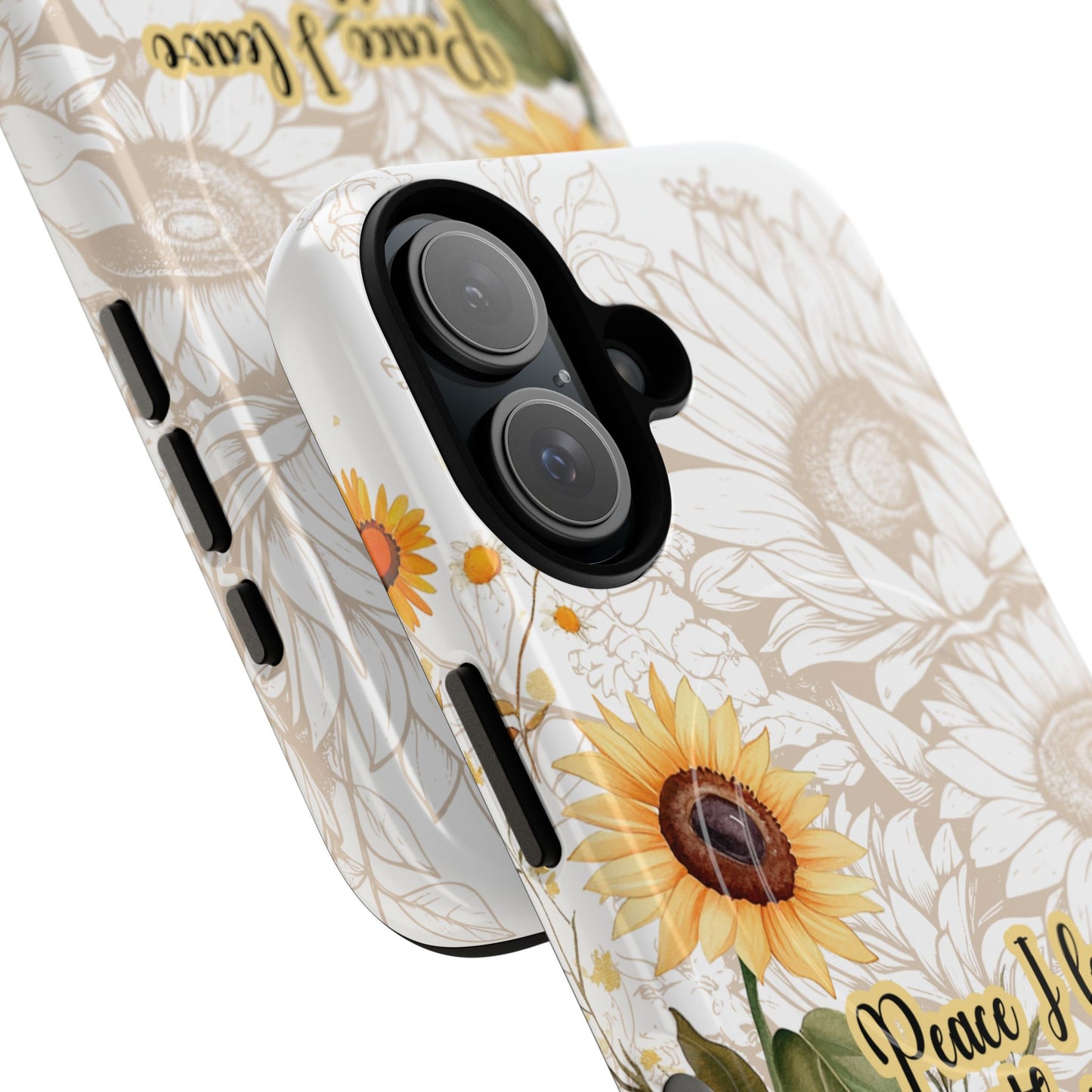 Peace I Leave with You John 14:27,  Inspirational Gift, Tough iPhone Magnetic Case  Scripture, Sunflower Bible Verse, MagSafe® iPhone® Tough Case, iPhone 14, iPhone 15, iPhone 16, Pro, Pro Max, Plus