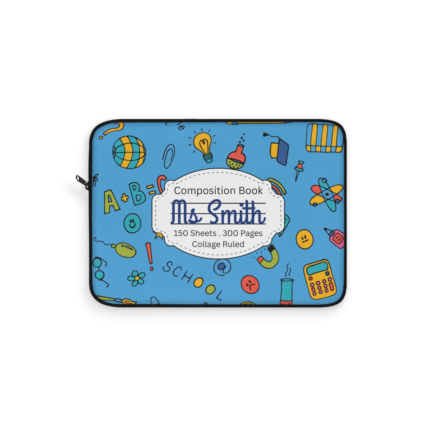 Personalized Classroom Couture Laptop Sleeve with Composition Book Inspired Design, Educational Gift for Teachers, Classroom Organization, Back to School, Unique Teacher Accessory