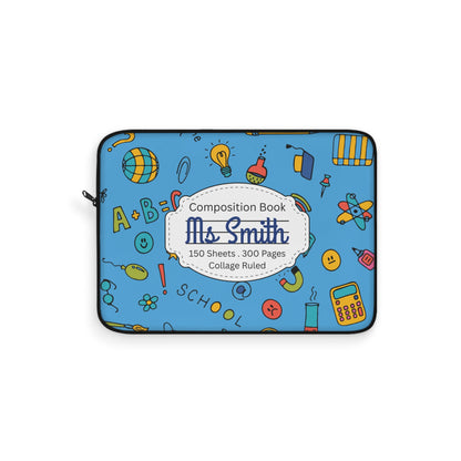 Personalized Classroom Couture Laptop Sleeve with Composition Book Inspired Design, Educational Gift for Teachers, Classroom Organization, Back to School, Unique Teacher Accessory